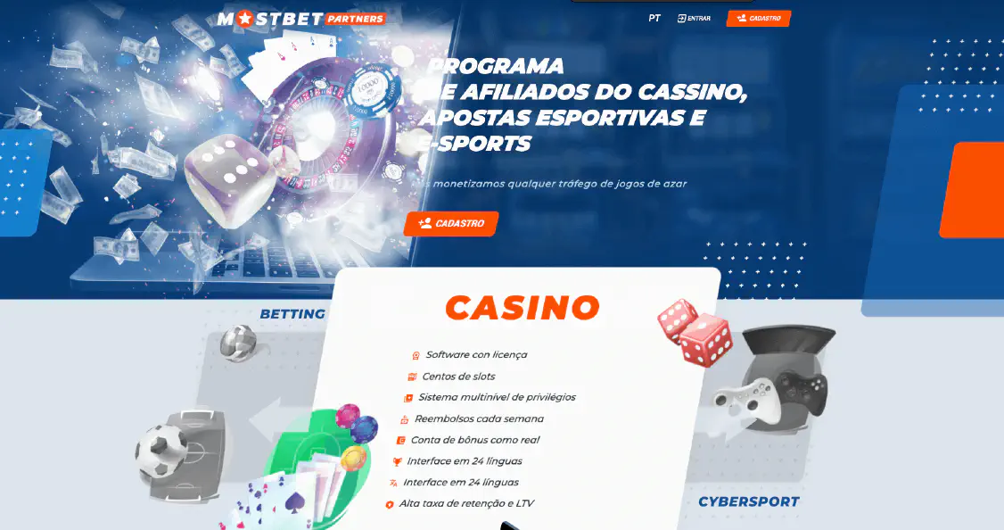 Afiliados do casino MostBet Portugal